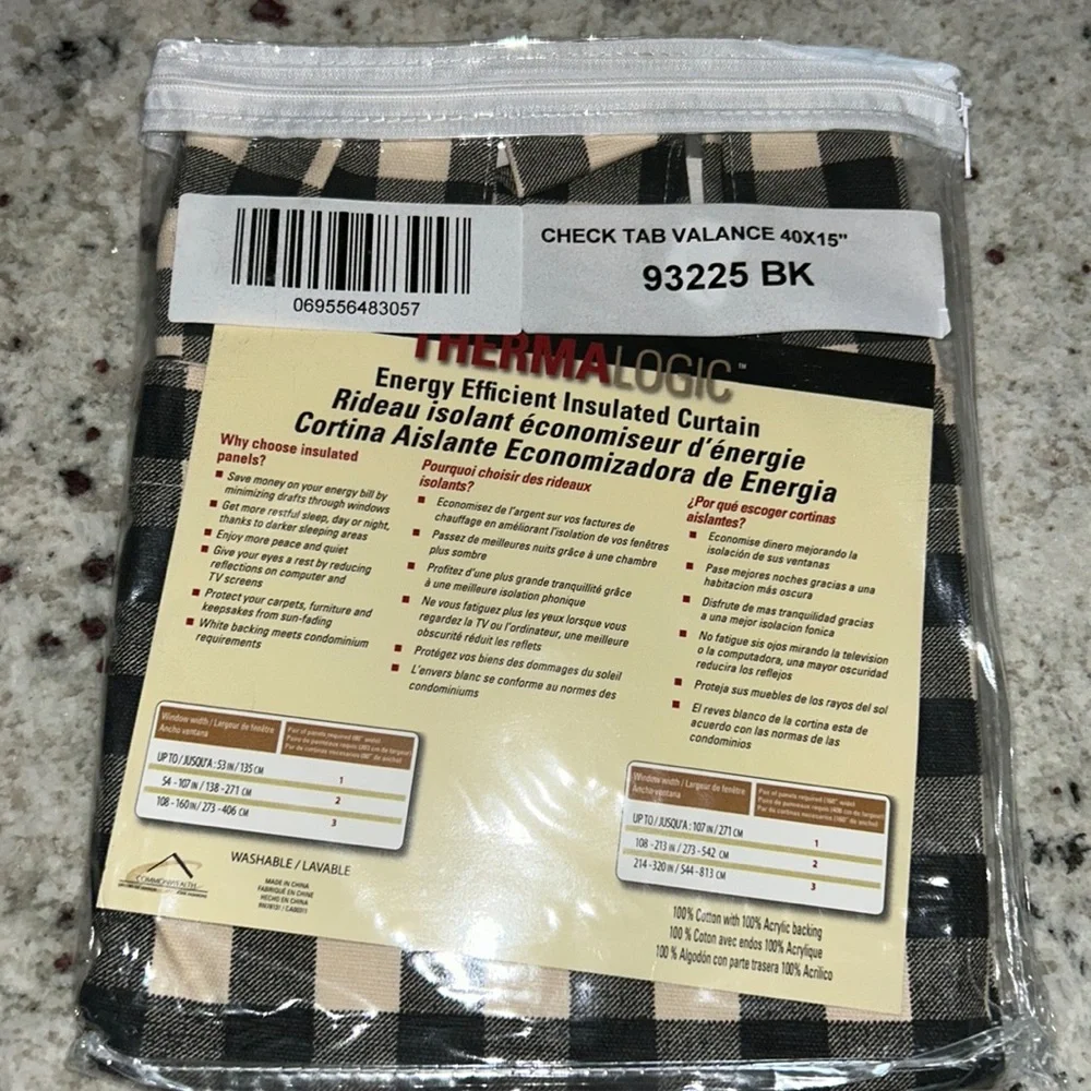 Thermalogic™ Check Grommet-Top Valance, 40